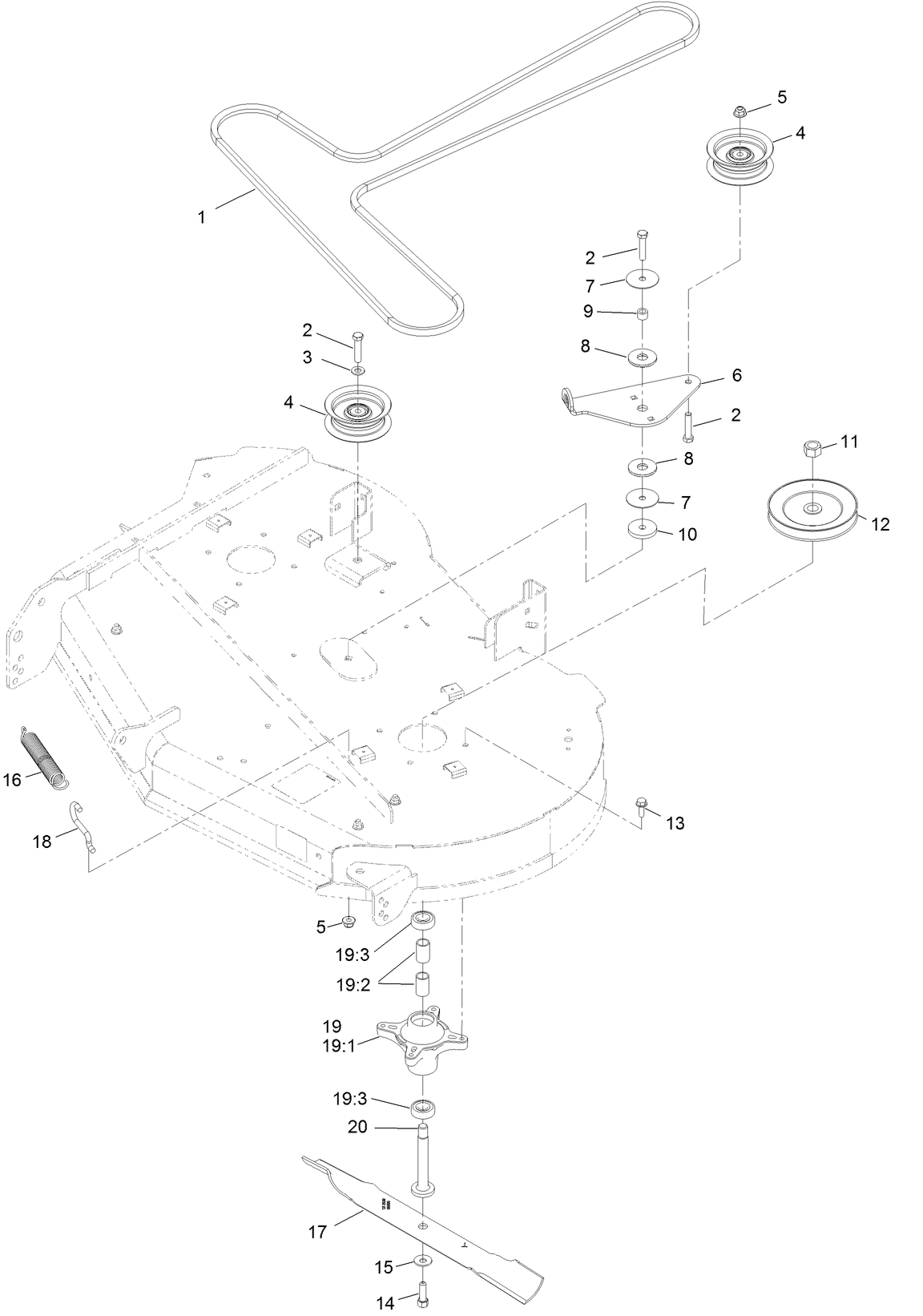 42 Inch Belt, Blade, and Spindle Assembly