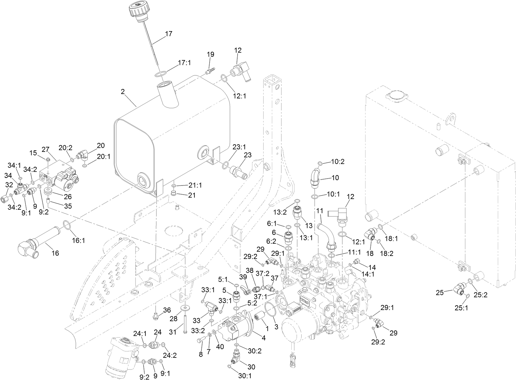 Deck Lift Valve and Hydraulic Fitting Assembly
