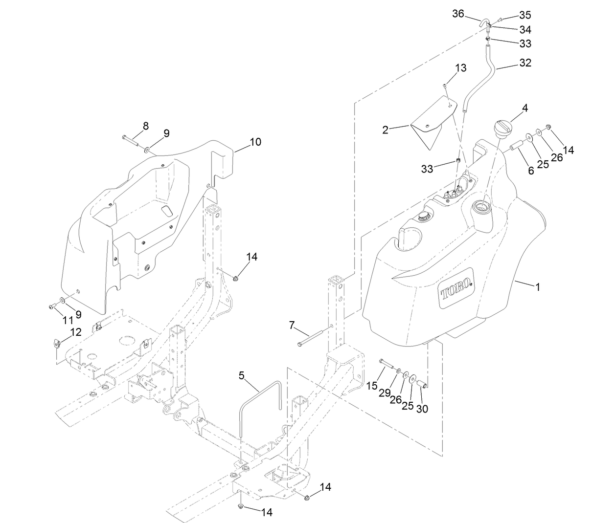 Fuel Tank and Control Panel Component Assembly