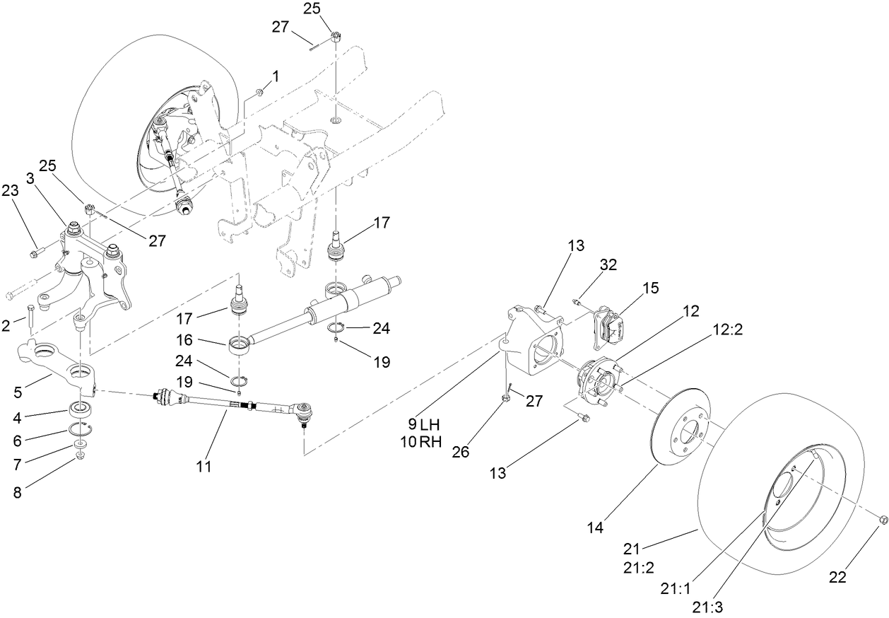 Steering and Front Wheel Assembly