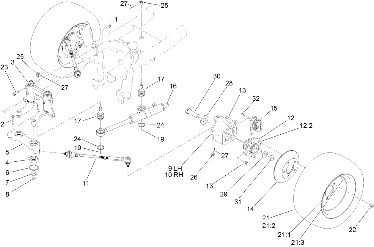 Steering and Front Wheel Assembly