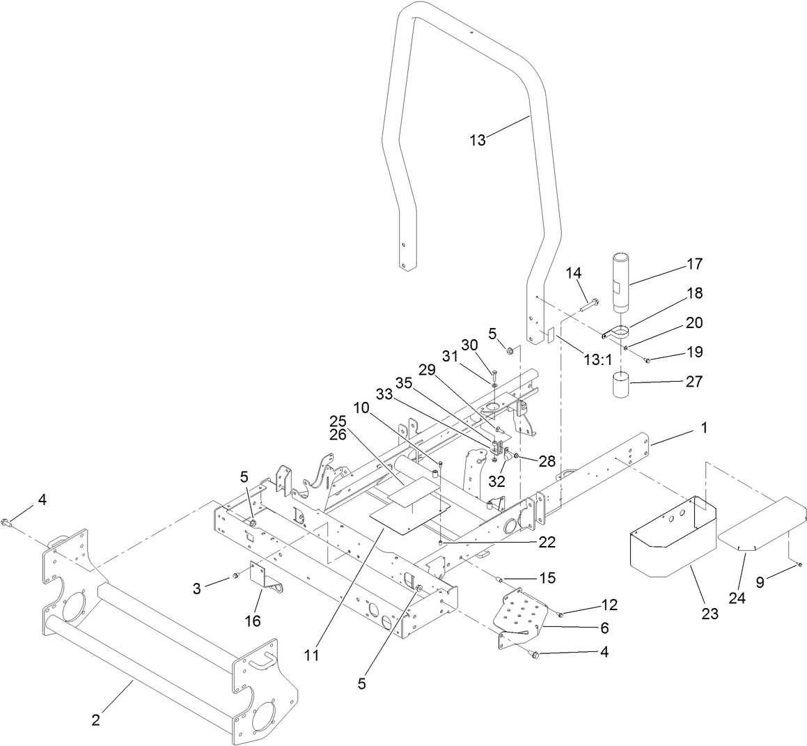 Frame and Roll-Over Protection System Assembly