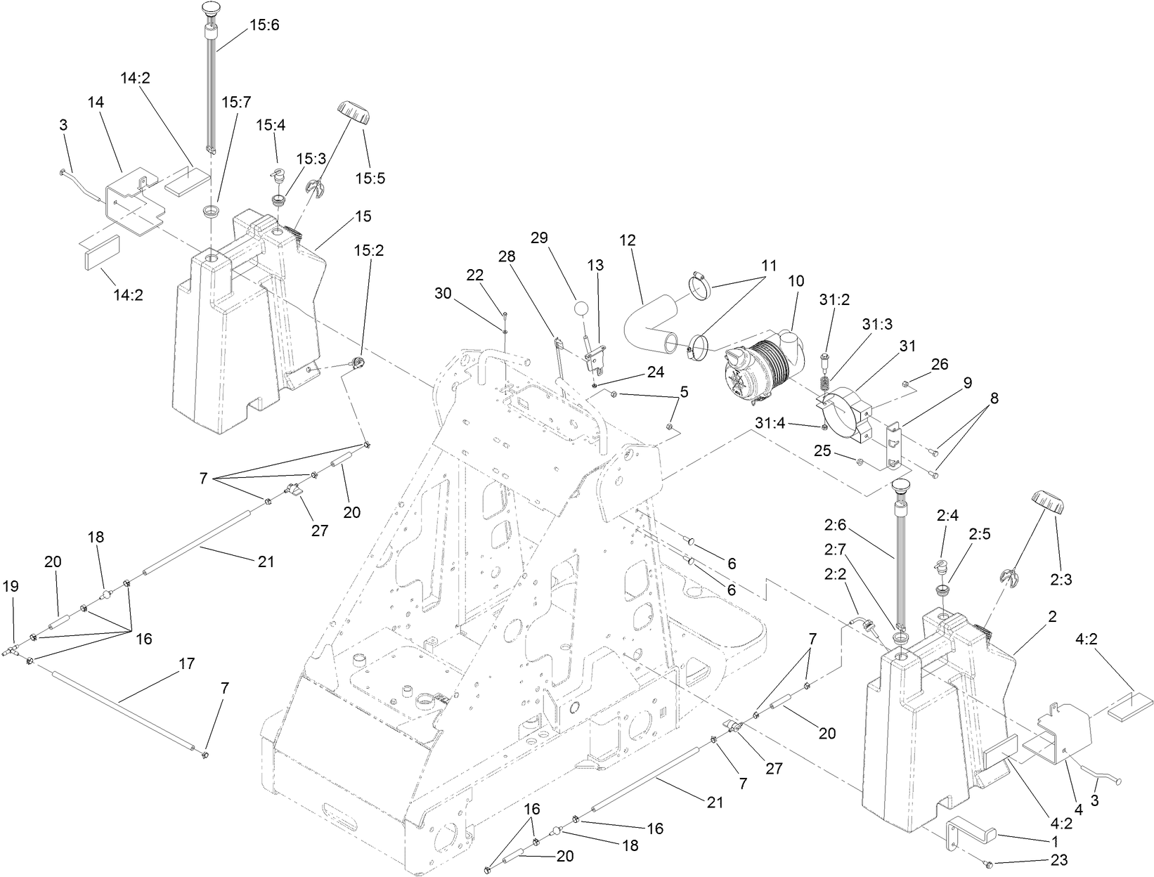 Fuel Tank and Air Filter Assembly
