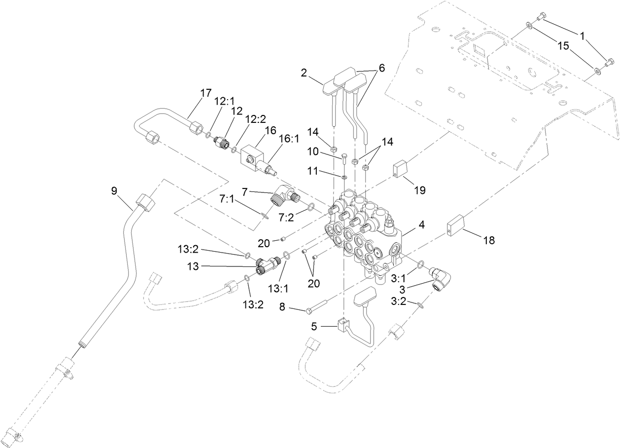 Four Spool Valve and Lever Assembly
