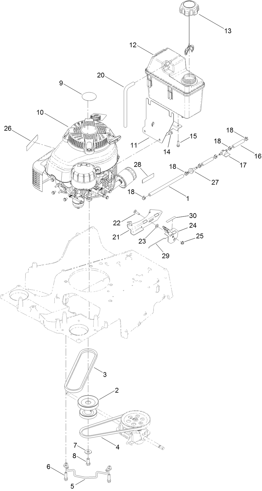 Engine and Fuel Tank Assembly