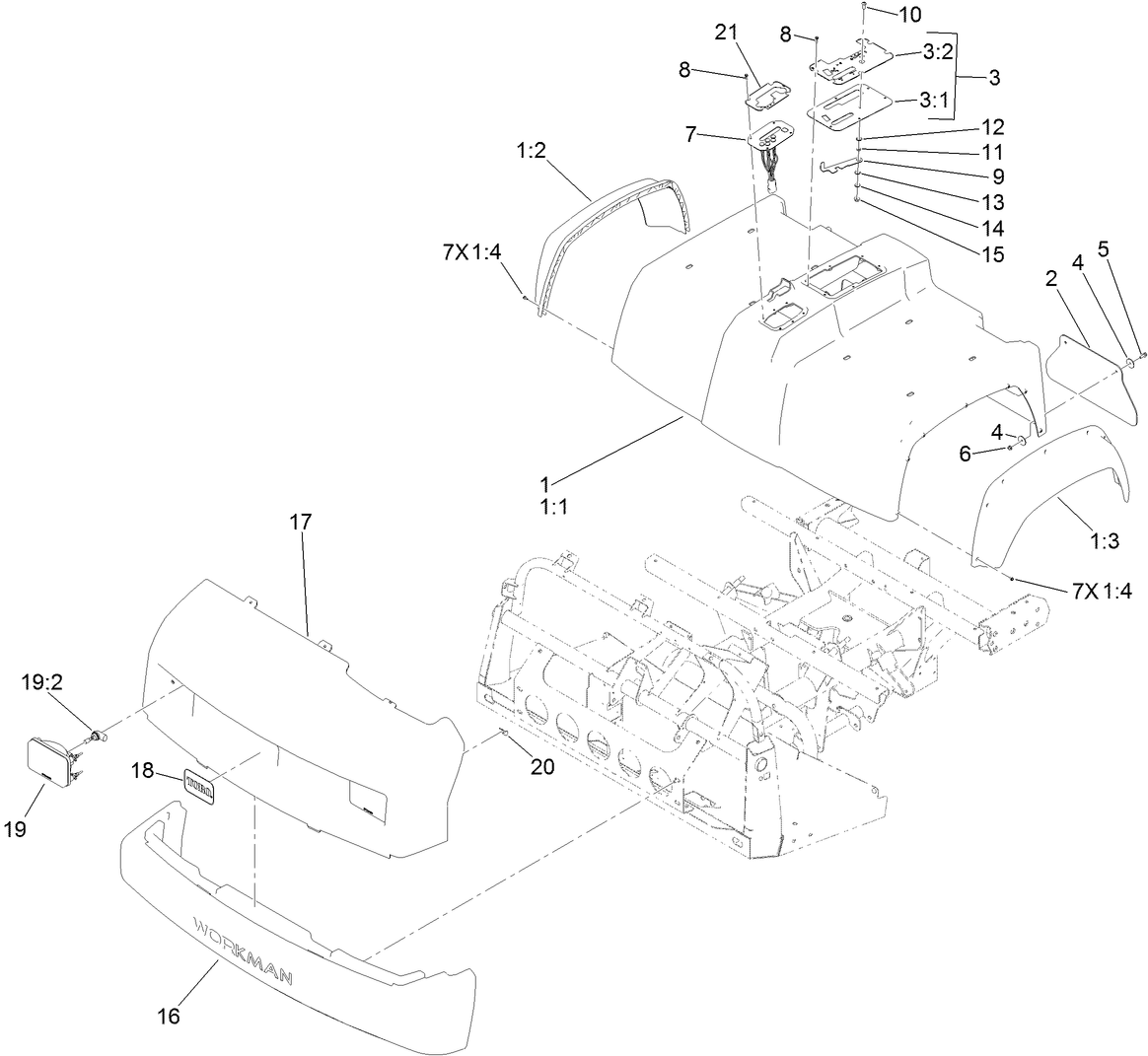 Bumper, Hood and Seat Base Assembly