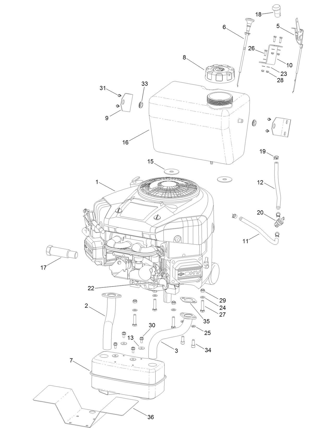 Engine and Muffler Assembly