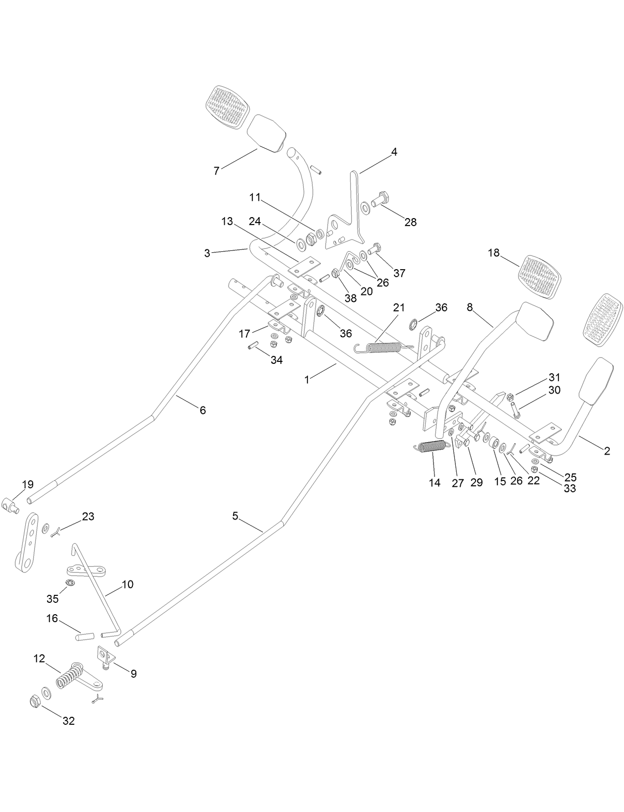 Travel Pedals and Brake Assembly