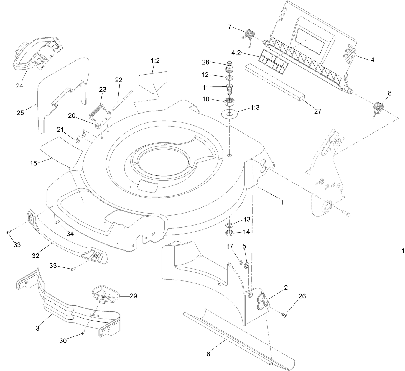 Deck, Side Chute and Rear Door Assembly