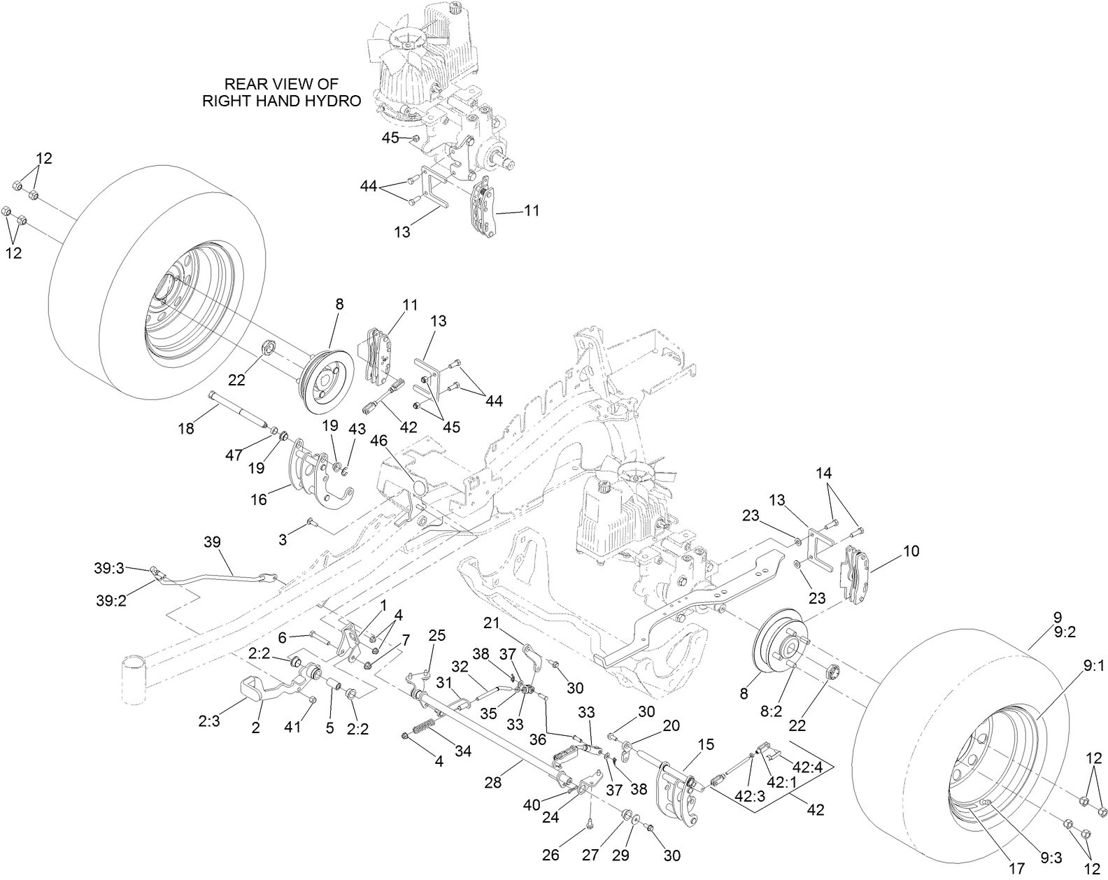 Parking Brake and Rear Wheel Assembly