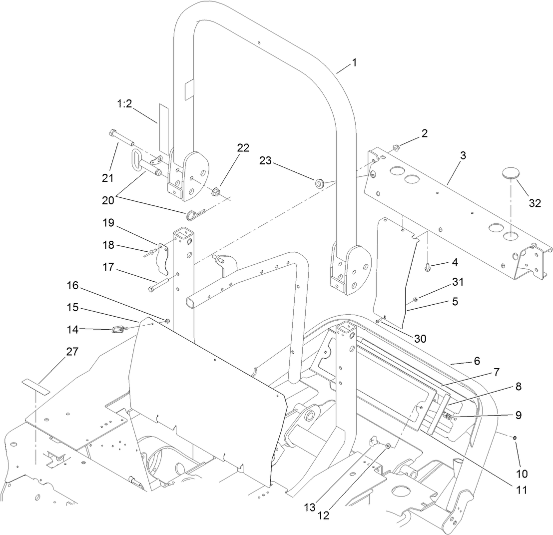 Rear Frame and ROPS Assembly