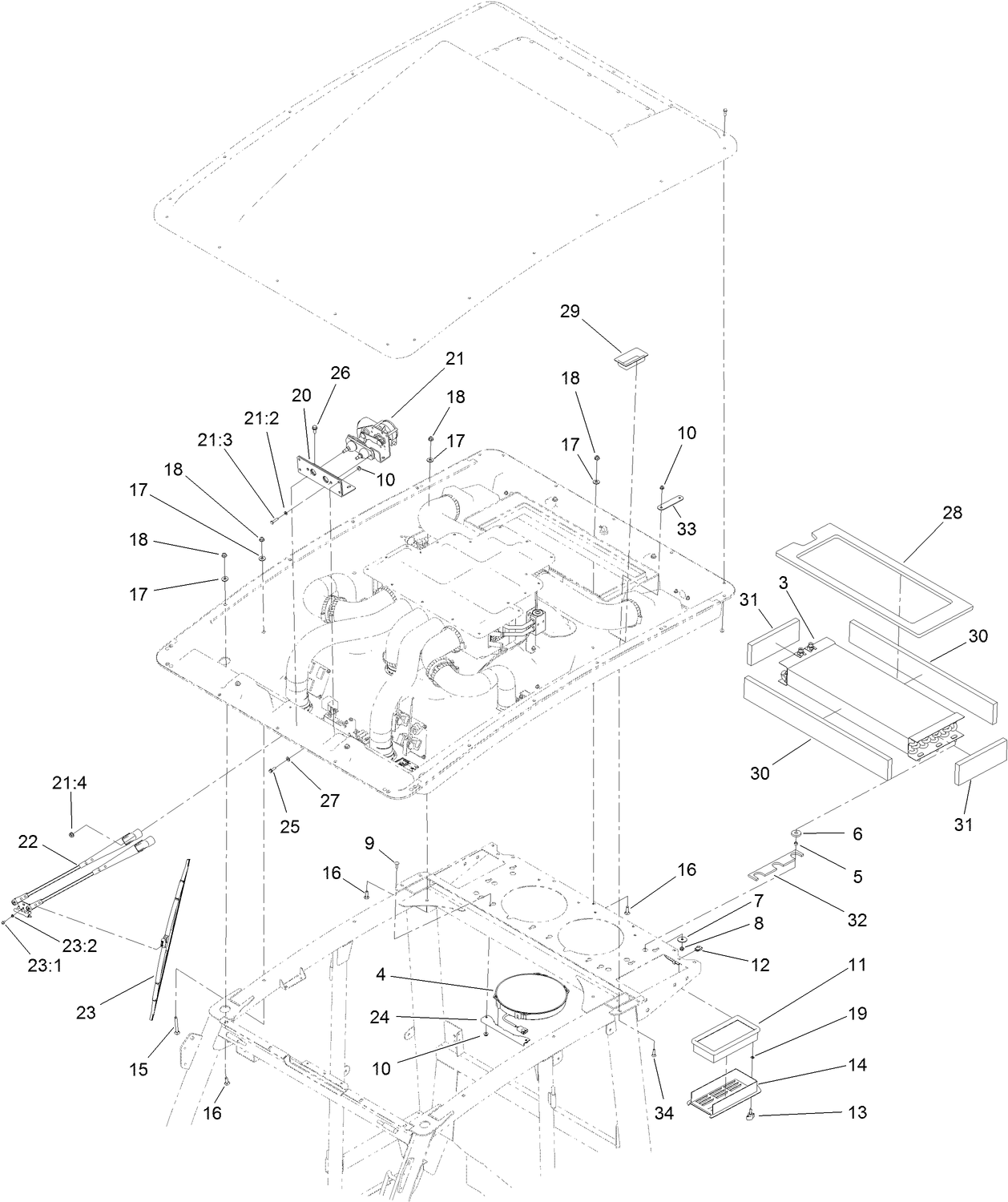 Windshield Wiper and Condenser Core Assembly