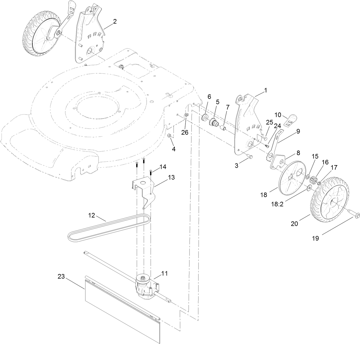 Transmission and Rear Wheel Drive Assembly
