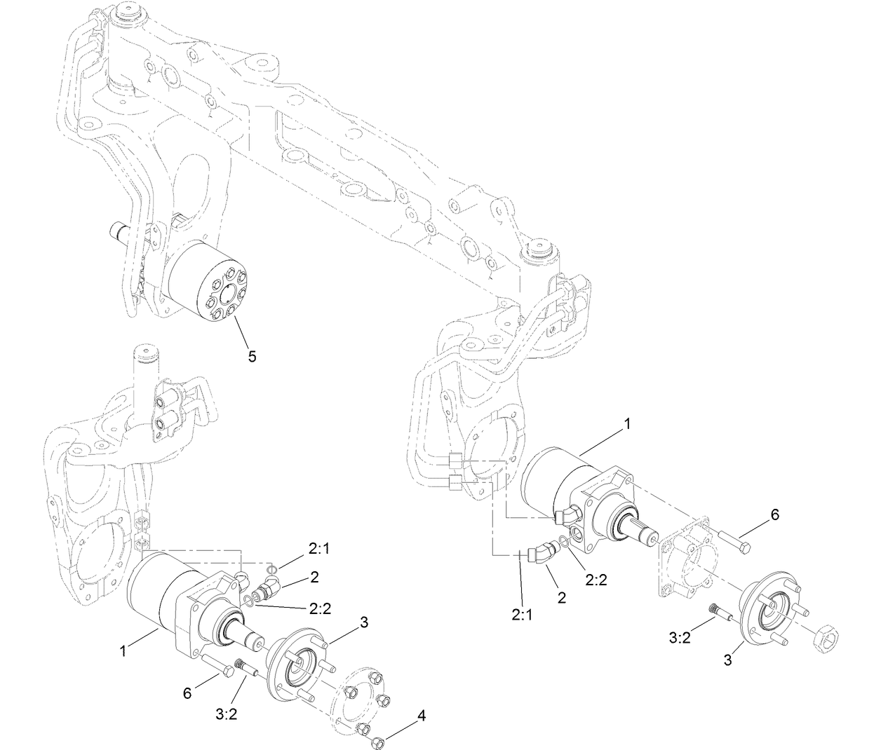 4 Wheel Drive Hydraulic Motor and Fitting Assembly