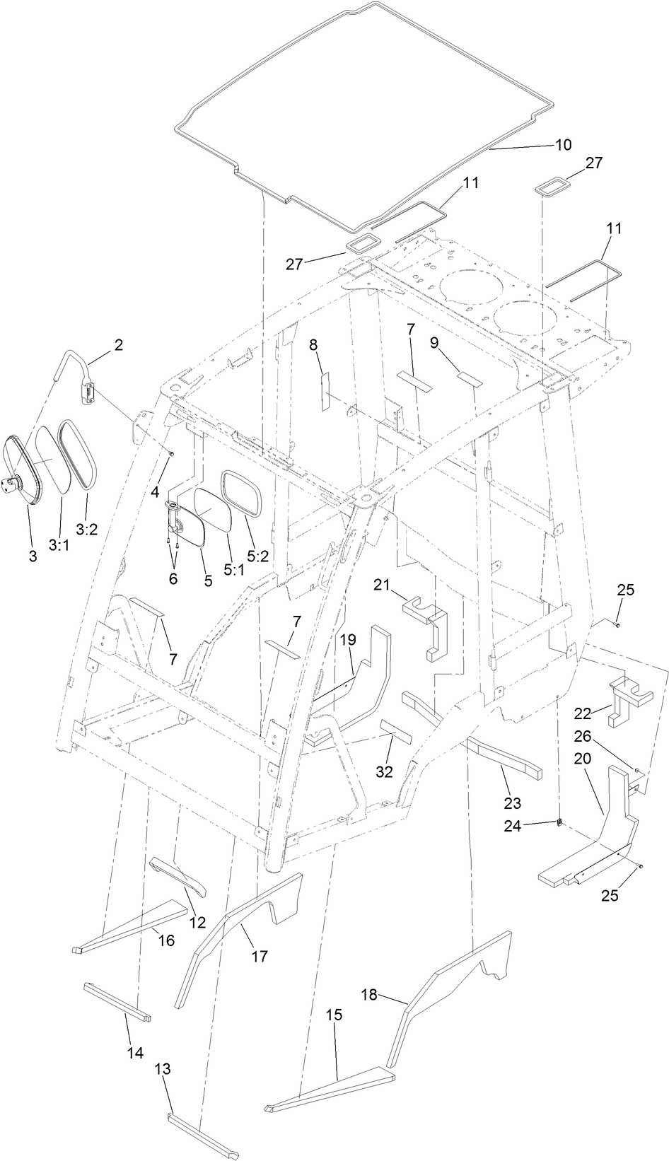Frame, Seal and Mirror Assembly