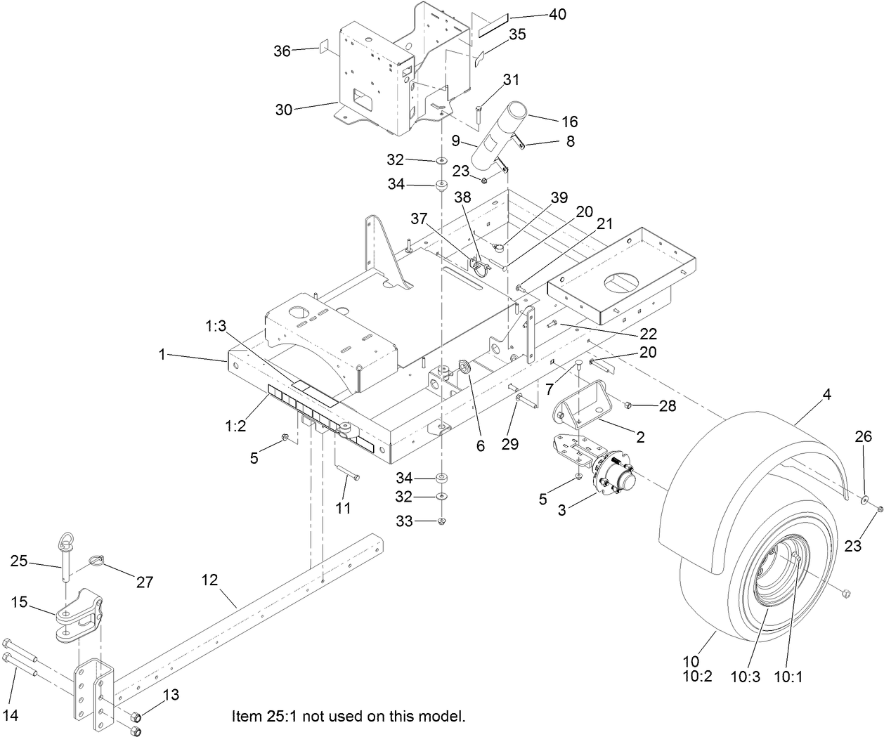 Frame, Wheel, Axle and Hitch Assembly