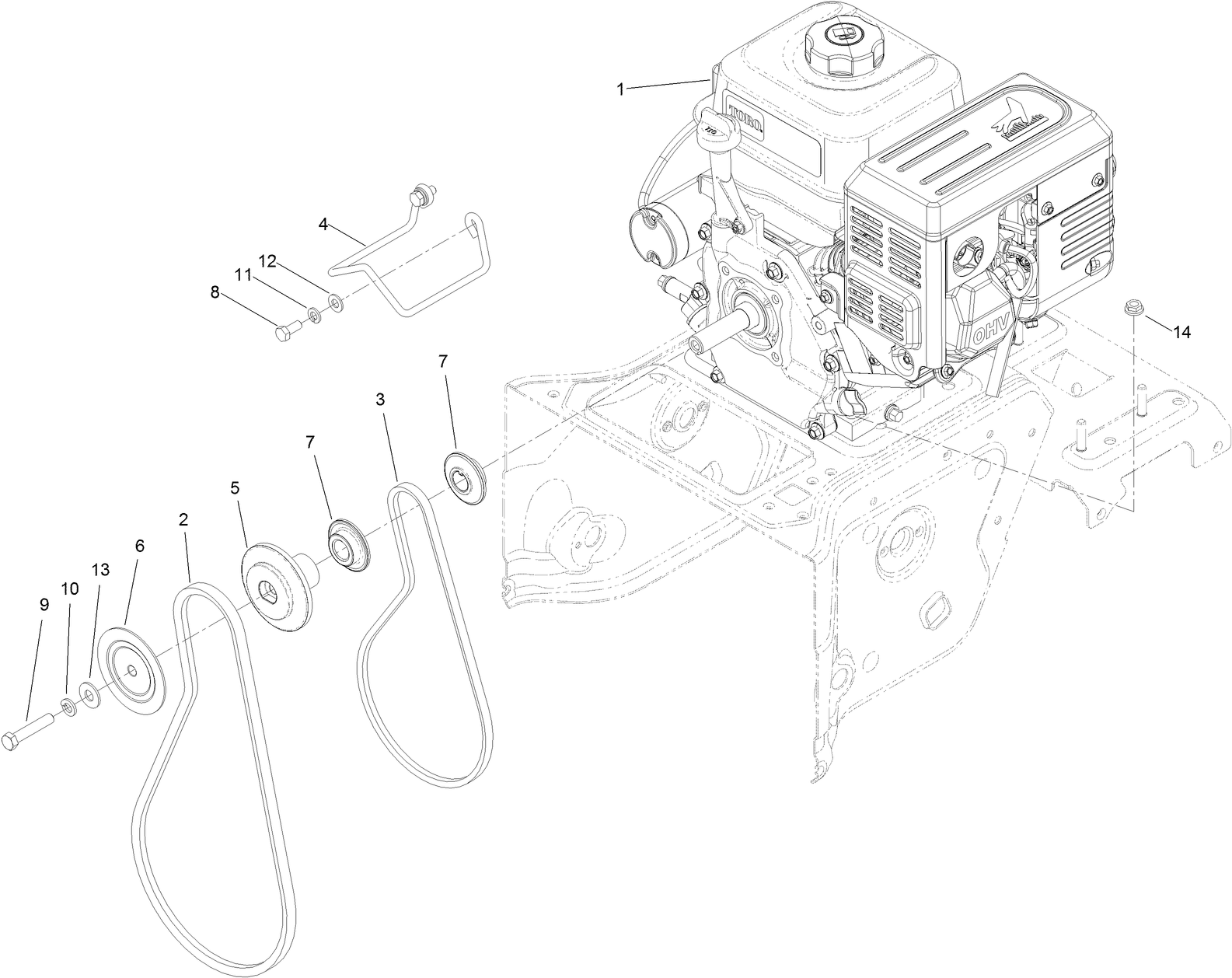 Engine Pulley and Belt Assembly