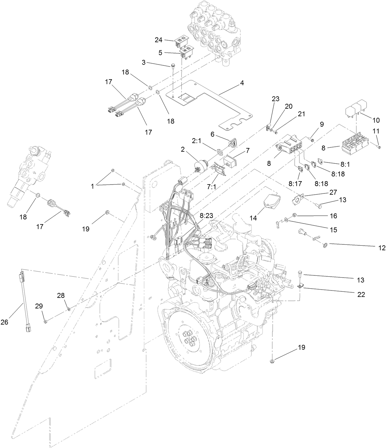 Switch, Hour Meter and Wire Harness Assembly