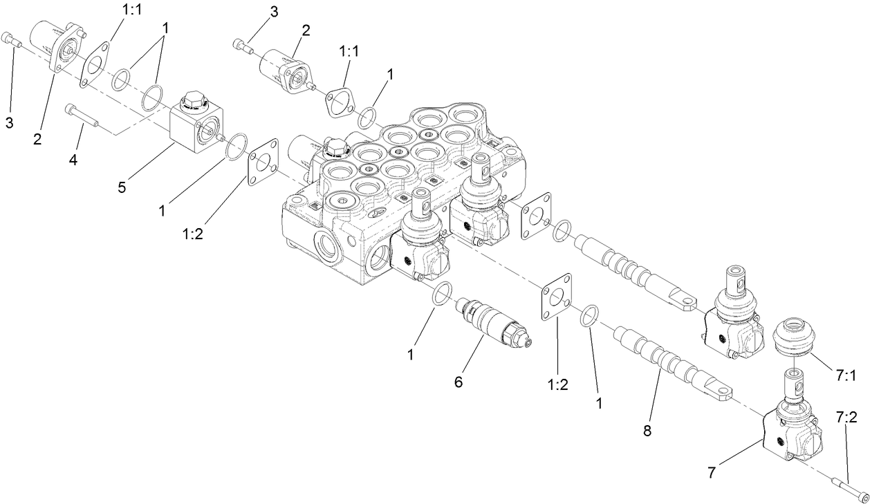 Four Spool Valve Assembly No. 130-7589