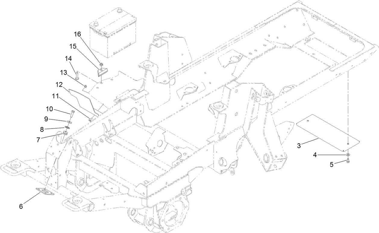 Battery, Rear Cover and Steer Valve Mount Assembly
