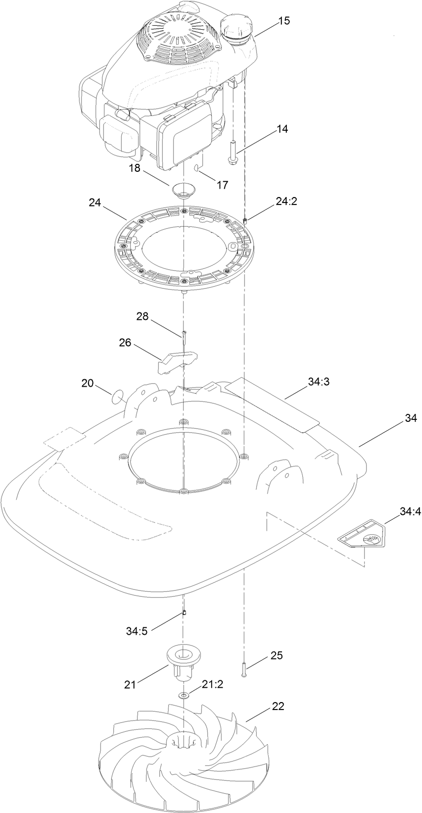 Engine and Impeller Assembly