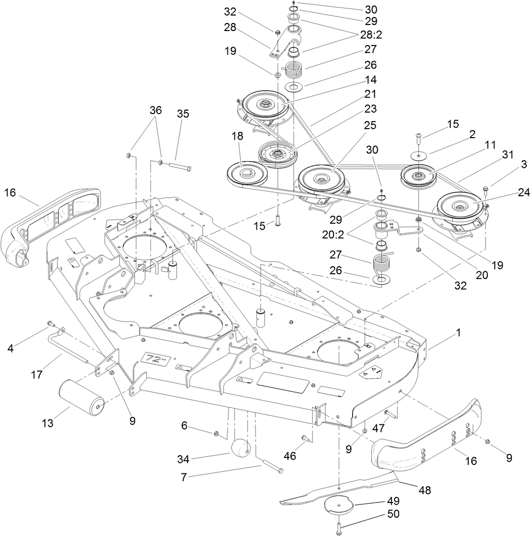 Deck Roller, Belt and Pulley Assembly