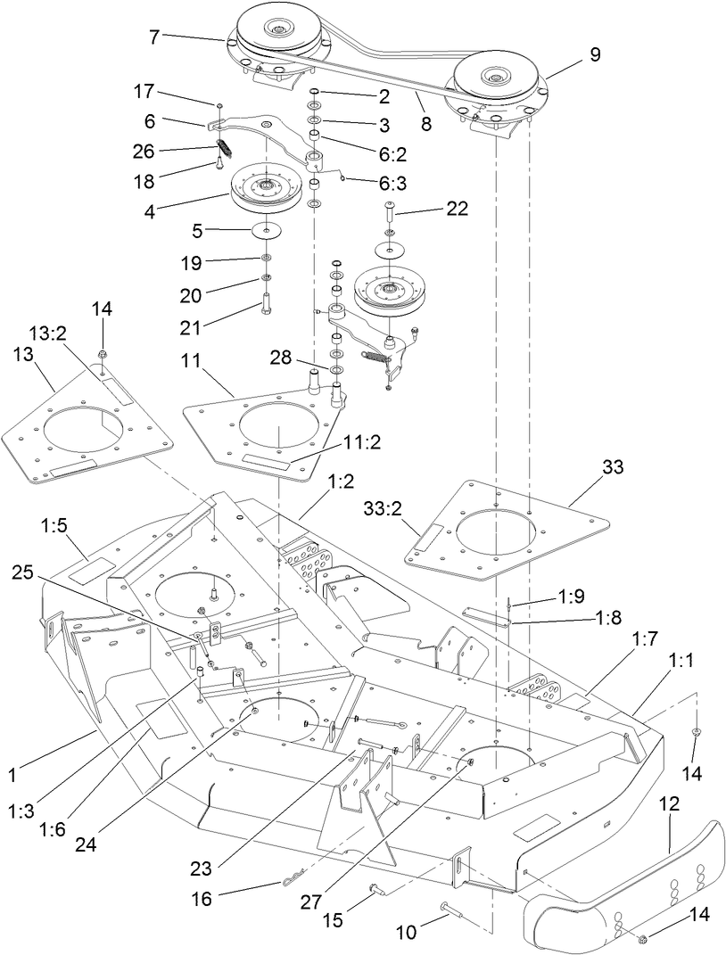 Front Deck Idler and Skid Assembly