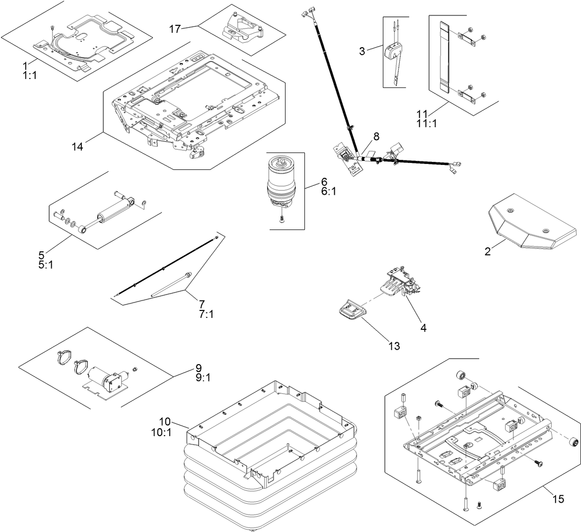 Air Ride Seat Suspension Assembly No. 130-2702