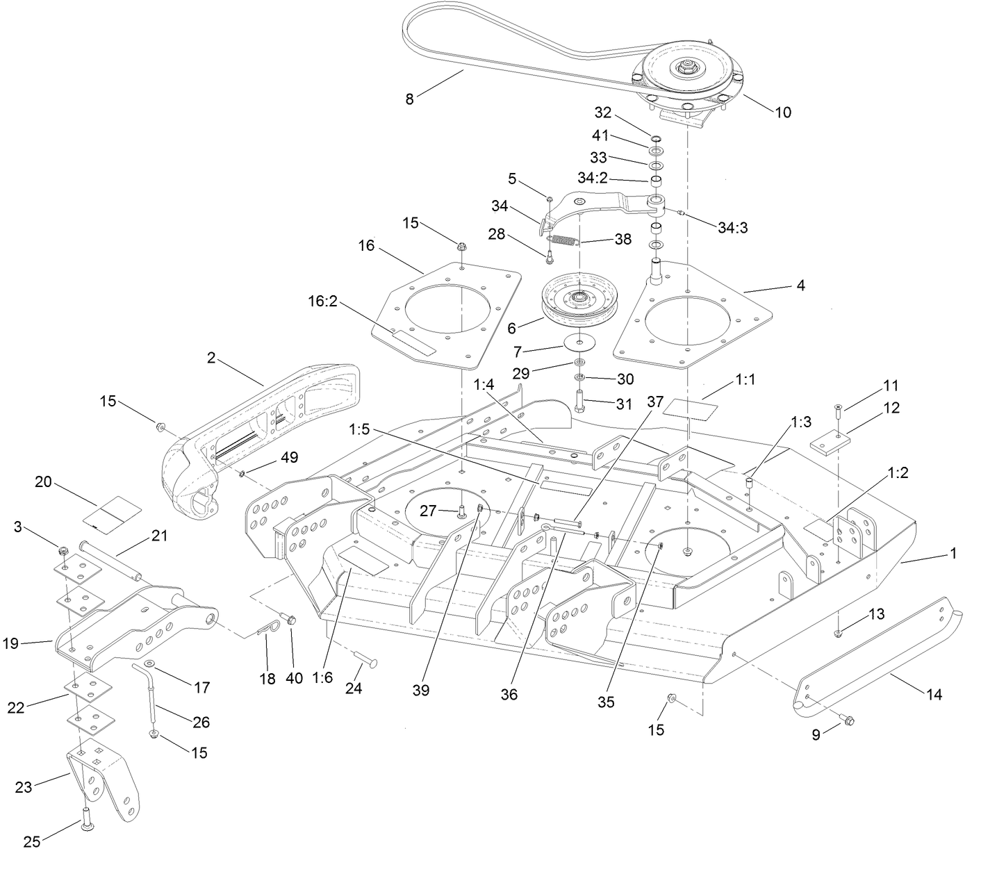 Right Deck, Idler and Skid Assembly