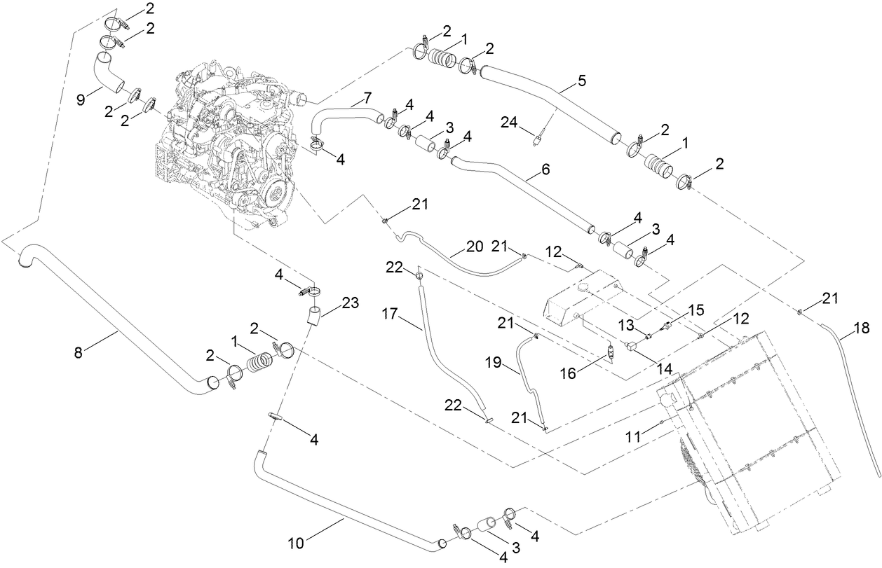Cooling Package Hose and Clamp Assembly
