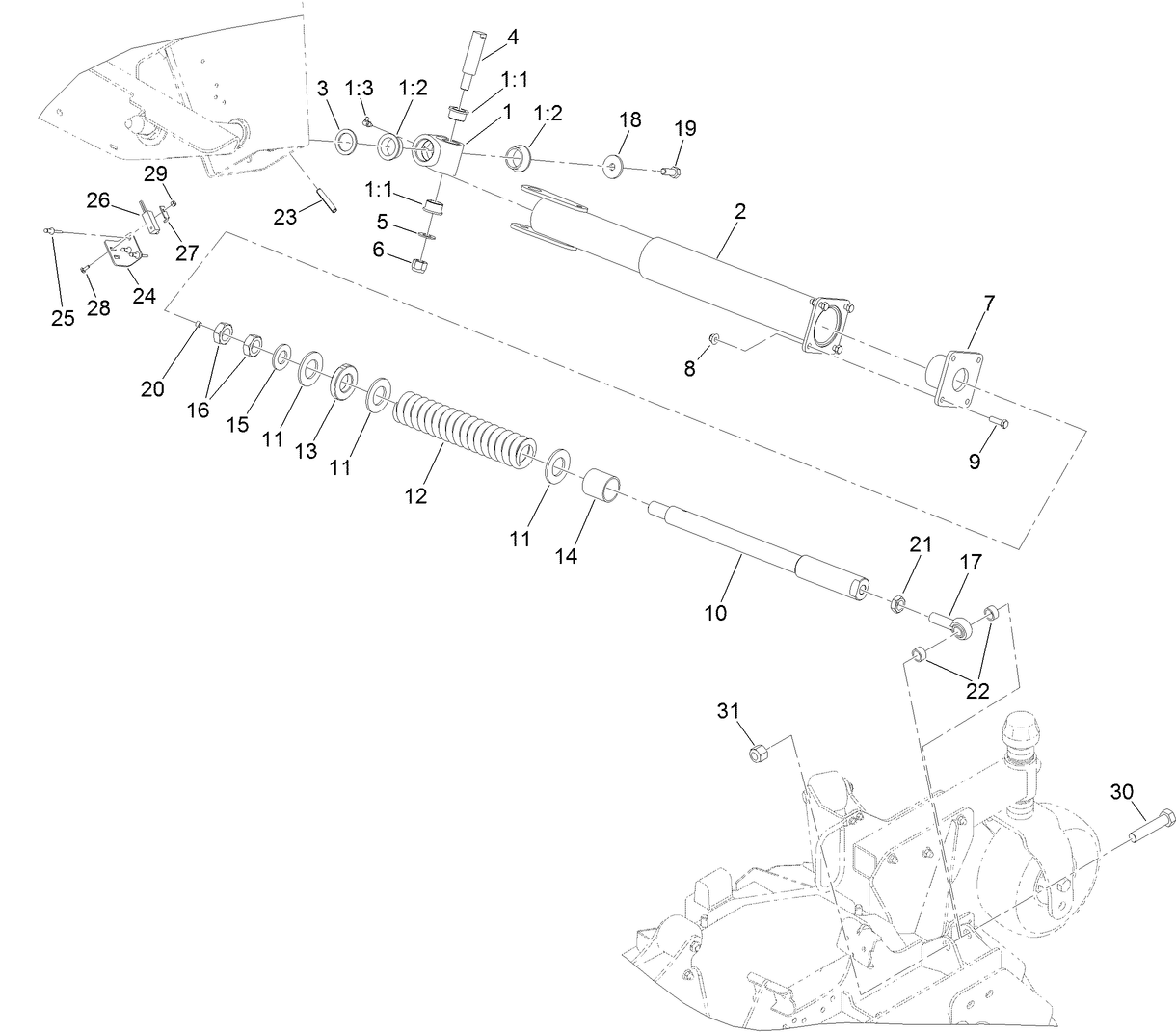 Left Hand Deck Impact Arm and Limit Switch Assembly