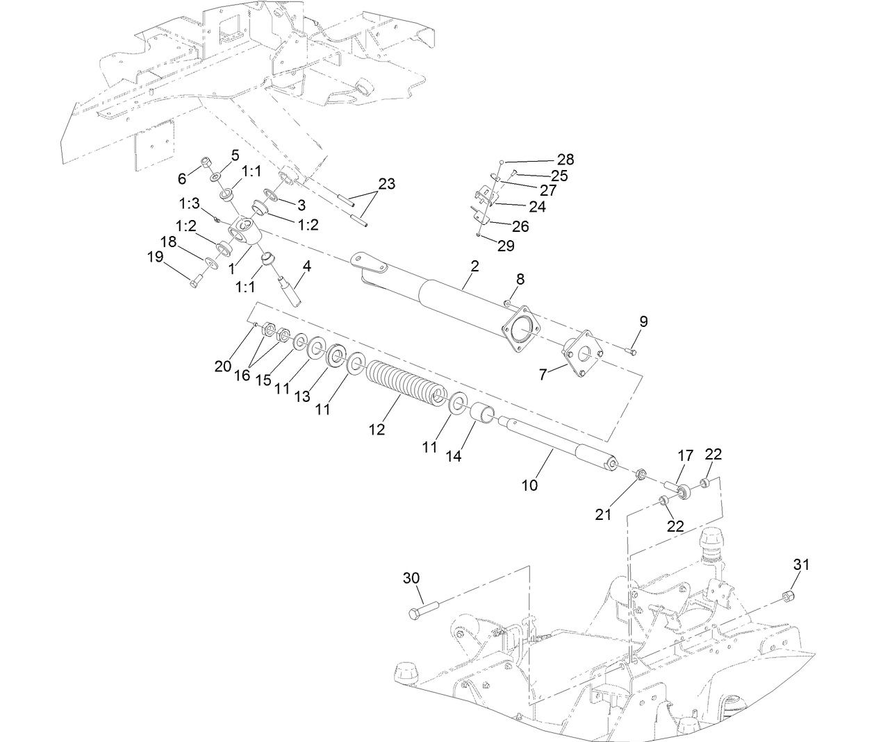 Right Hand Deck Impact Arm and Limit Switch Assembly