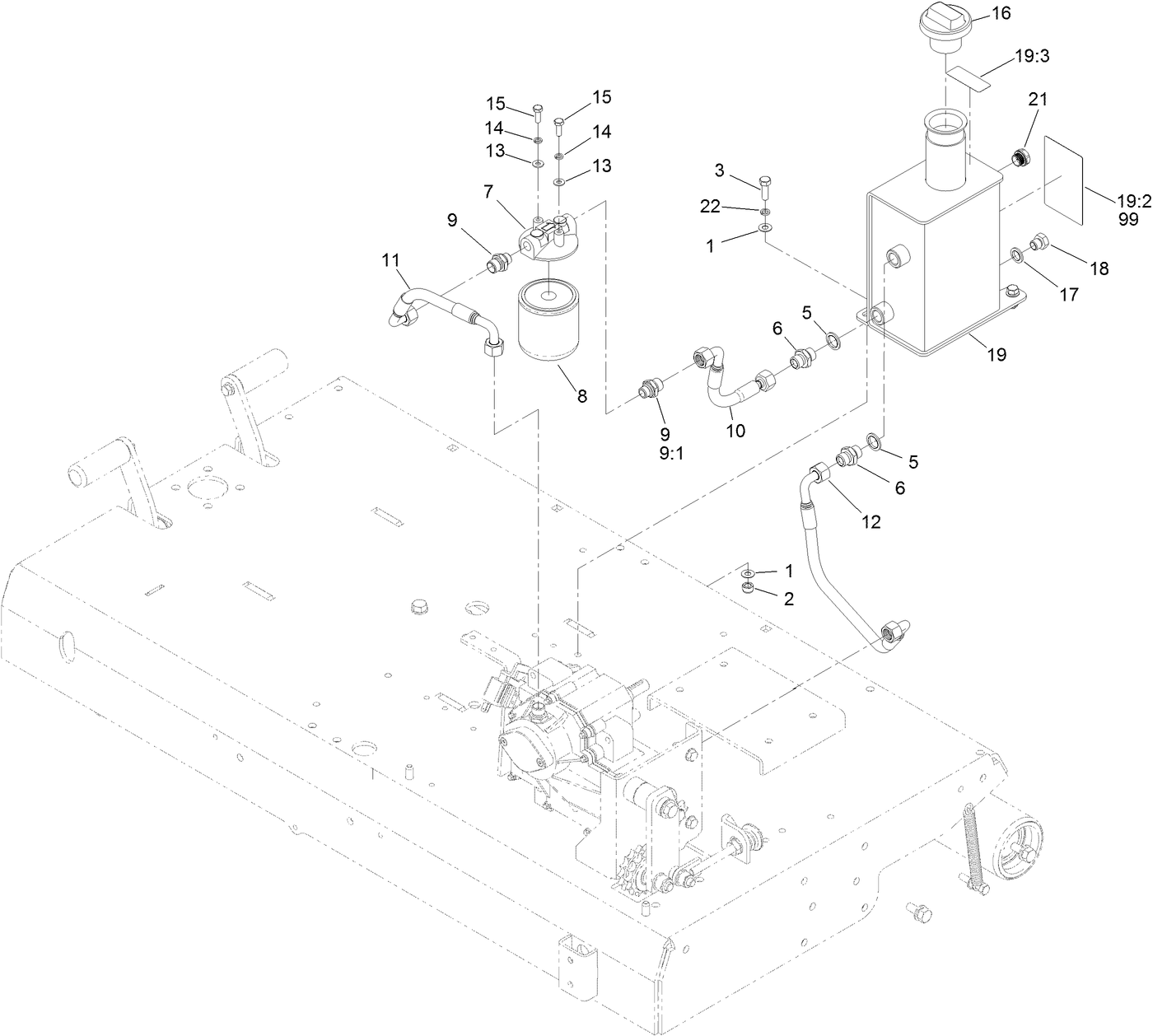 Hydraulic Tank and Hose Assembly