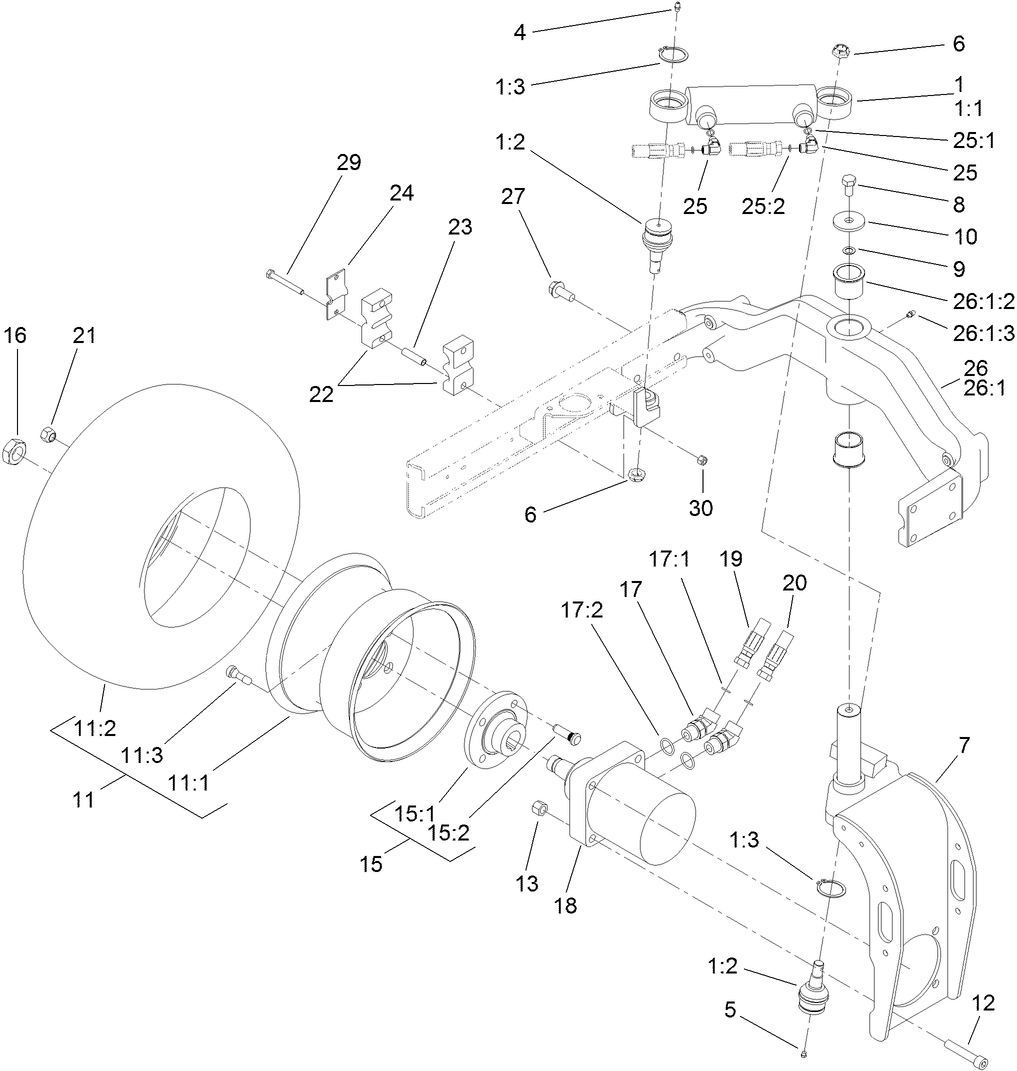 Rear Fork and Tire Assembly
