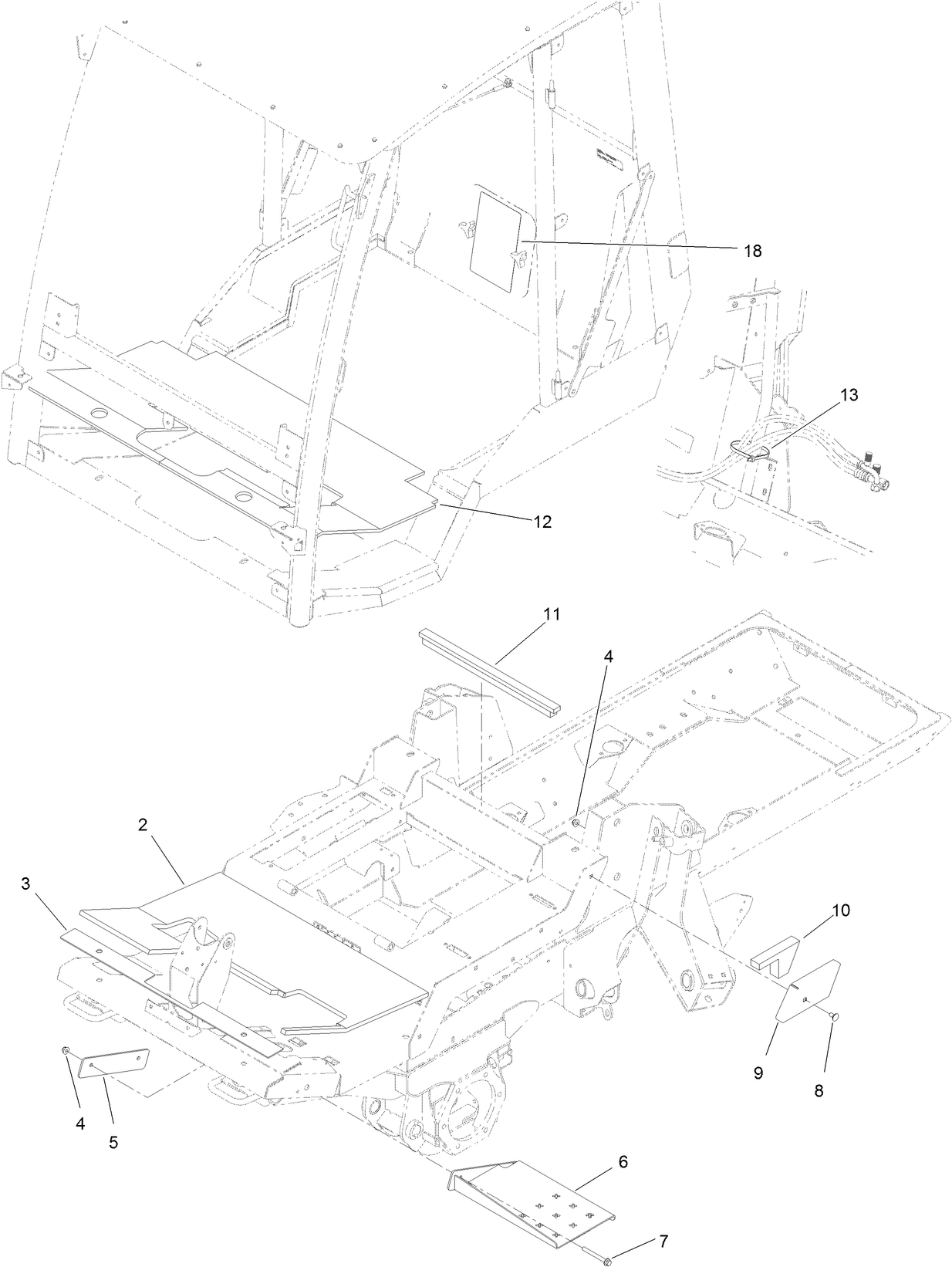 Cab Step, Pad and Flooring Assembly