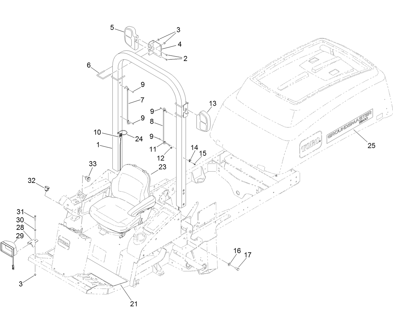 Roll-Over Protection System Assembly For ROPS Model Only