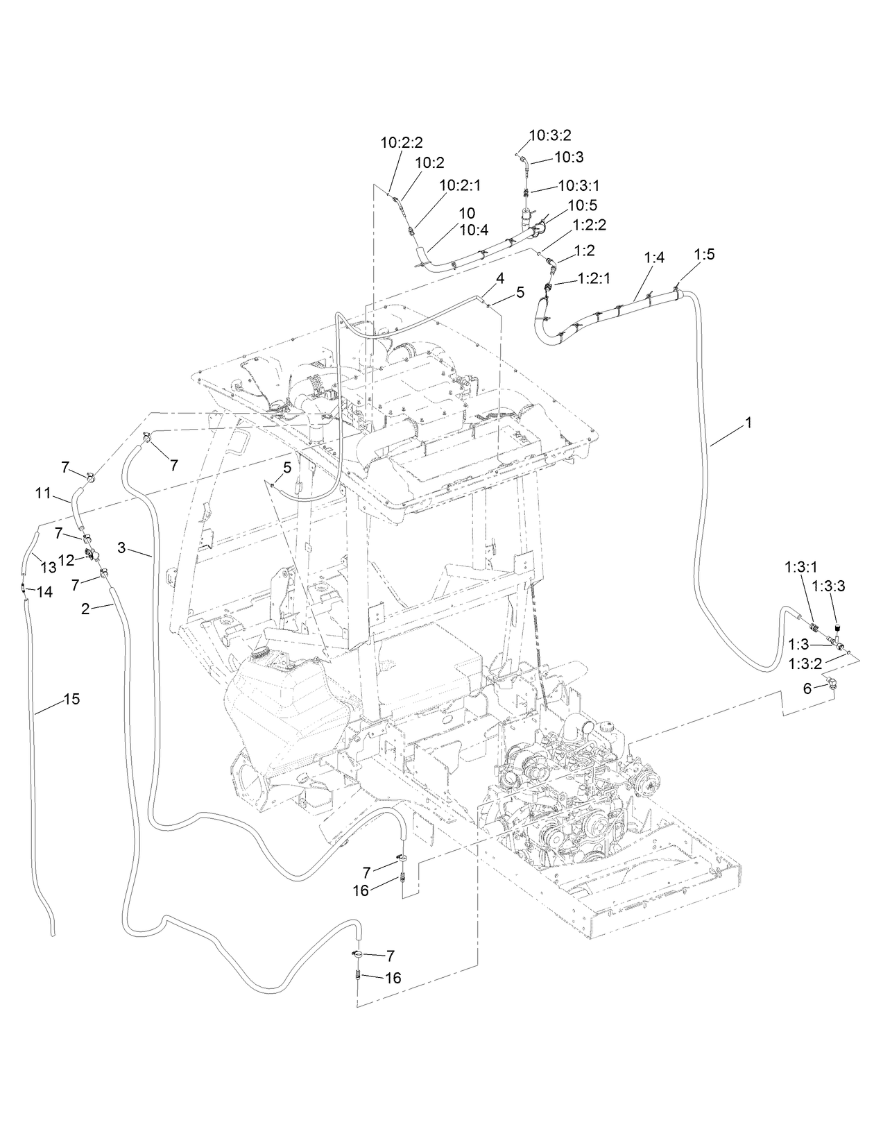Left Side Hose Assembly  For Cab Model Only