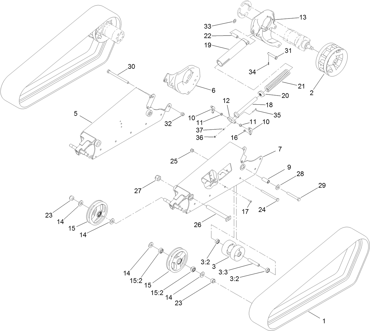 Track, Drive Wheel and Tensioner Assembly