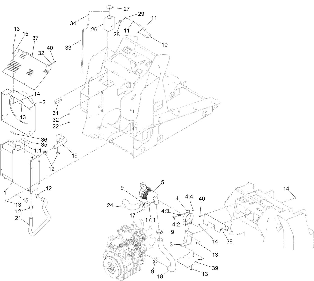 Radiator and Air Cleaner Assembly