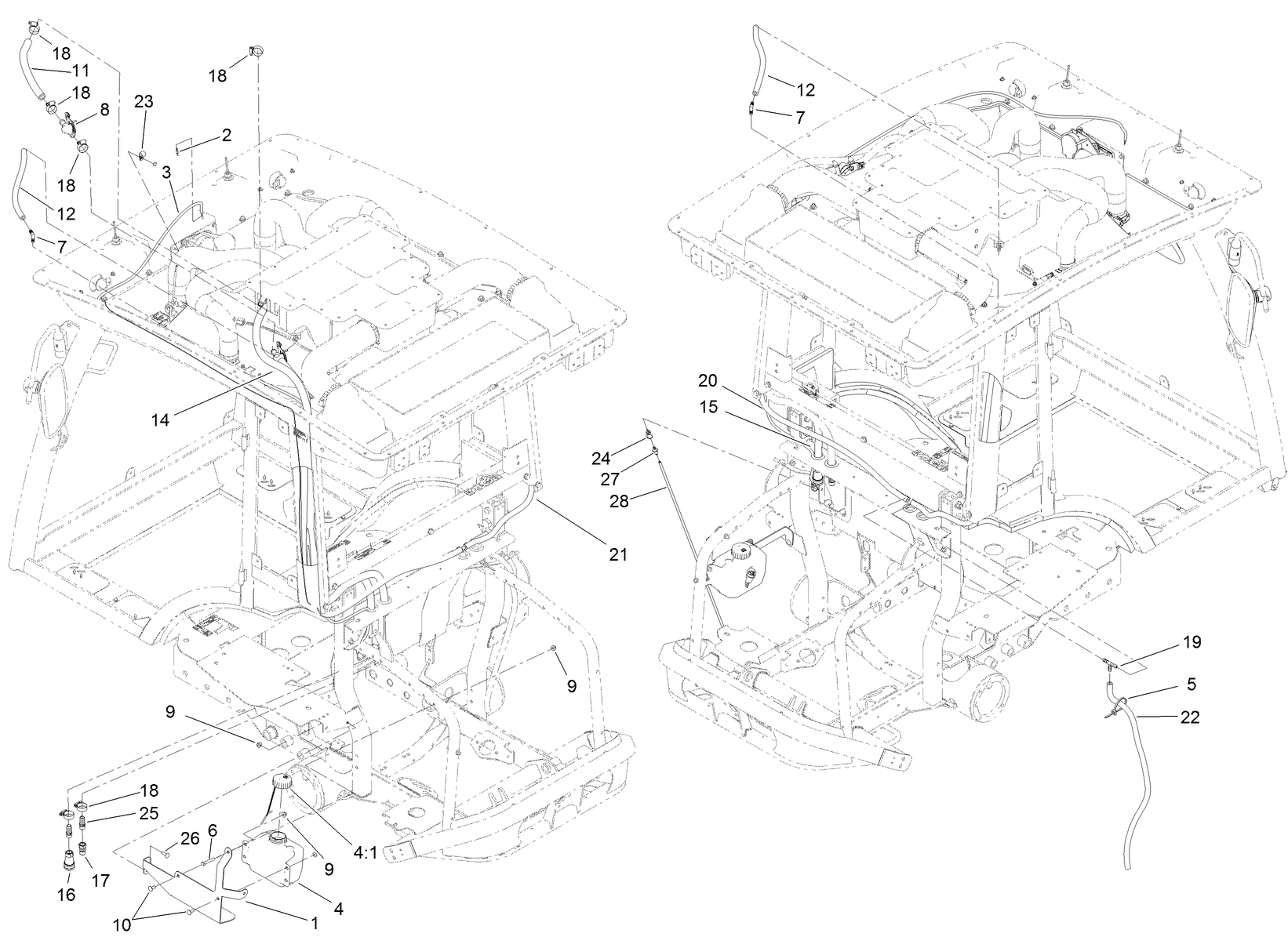Hose and Washer Bottle Assembly