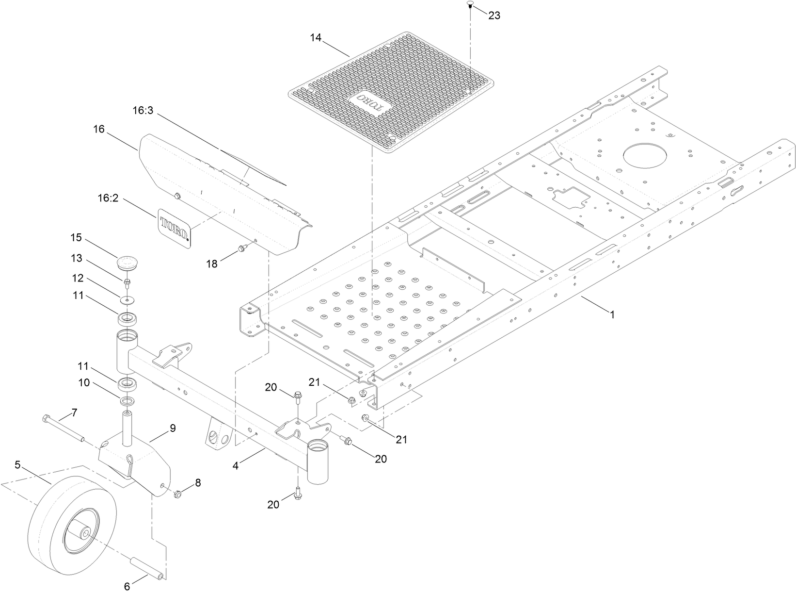 Frame, Front Axle and Caster Wheel Assembly
