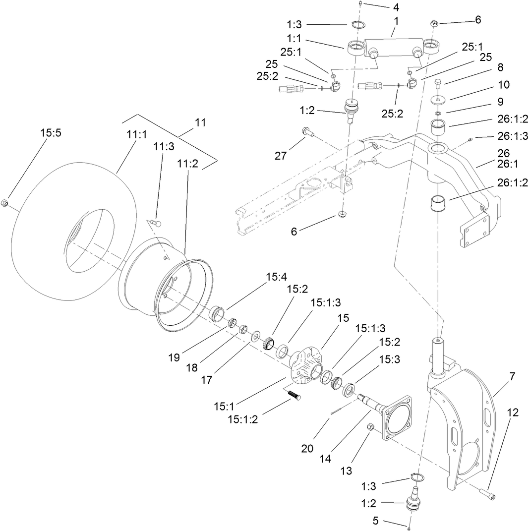 Rear Fork and Tire Assembly