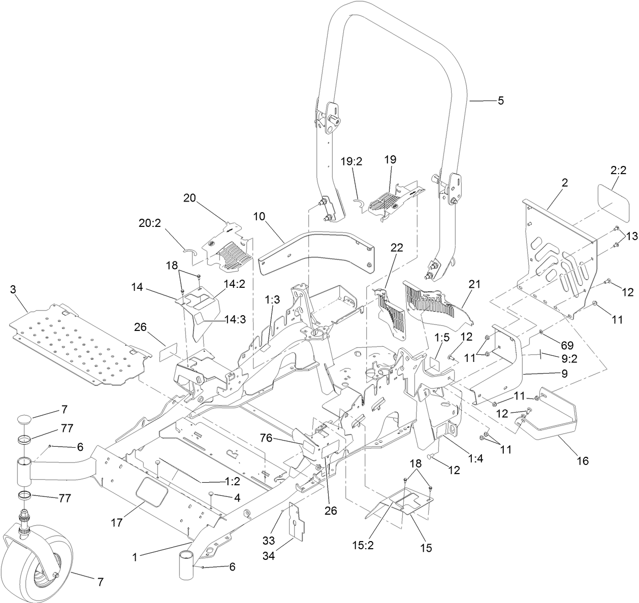 Frame and Caster Wheel Assembly
