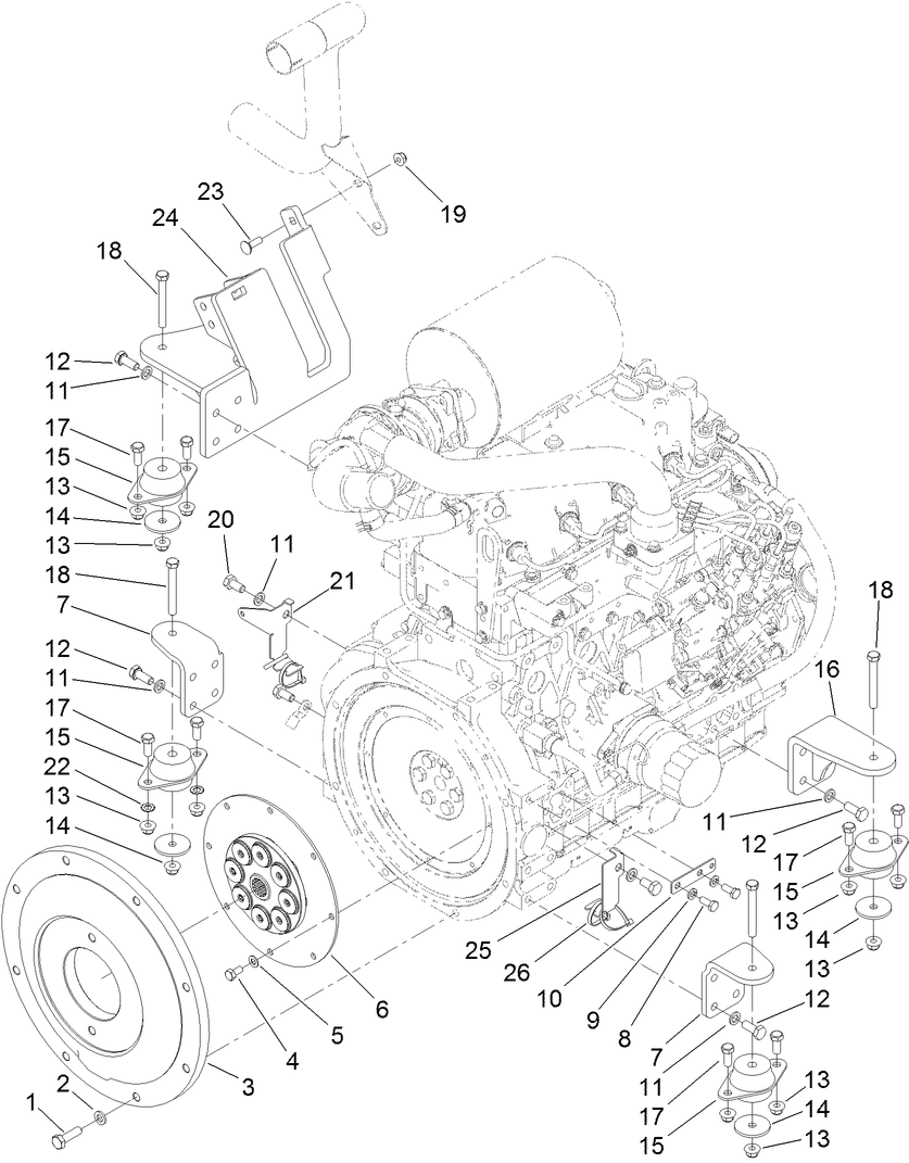 Flywheel and Motor Mount Assembly