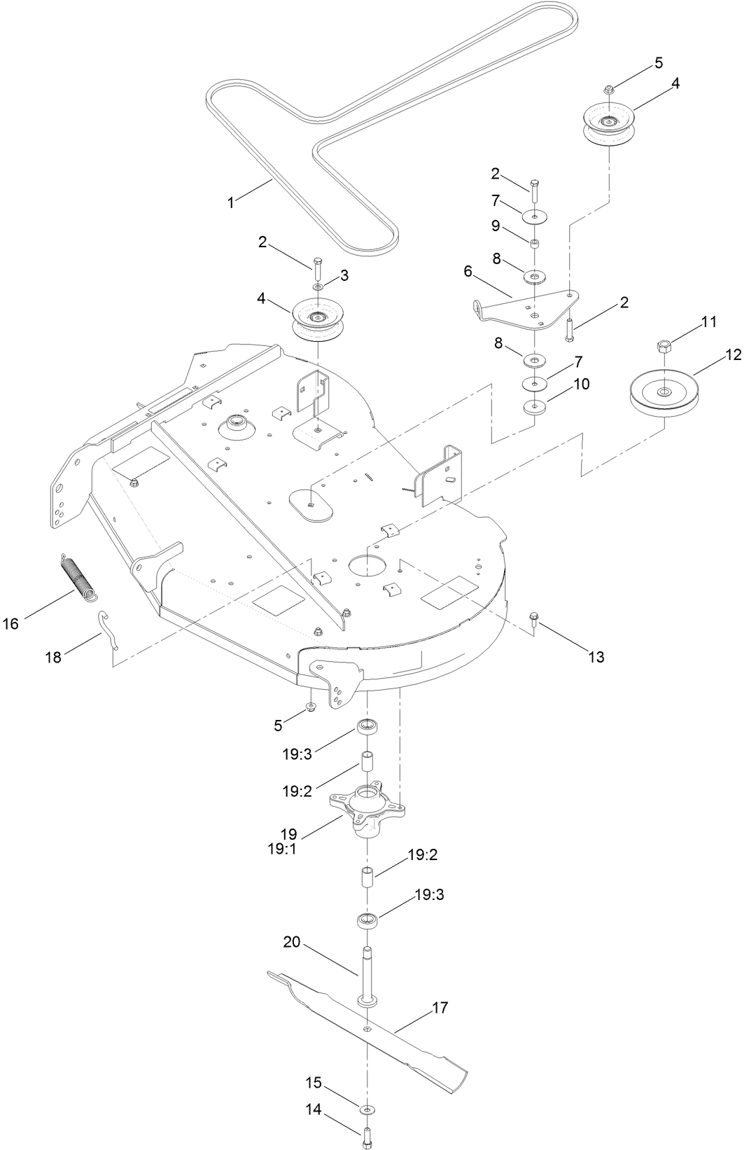 42 Inch Belt, Blade and Spindle Assembly