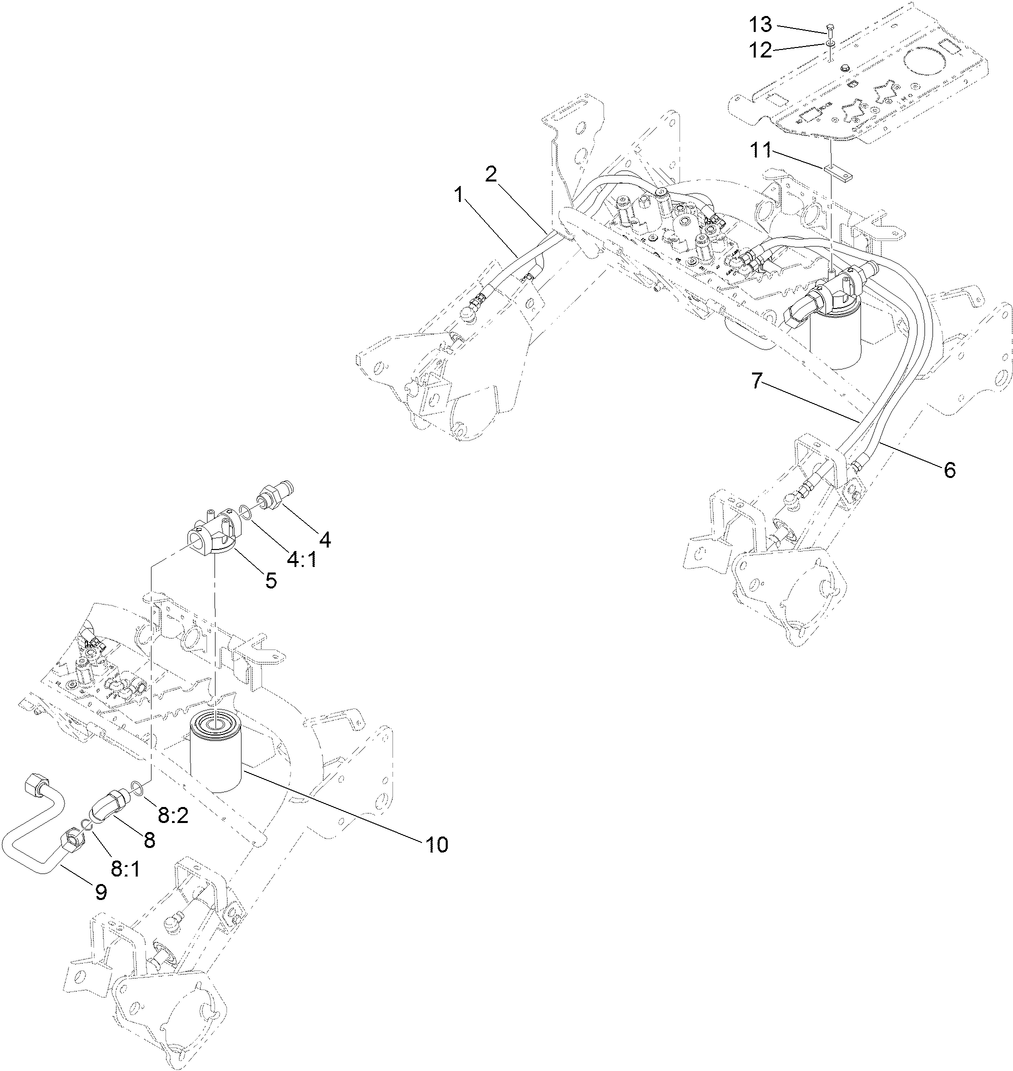 Front Lift Cylinders Hose and Filter Assembly