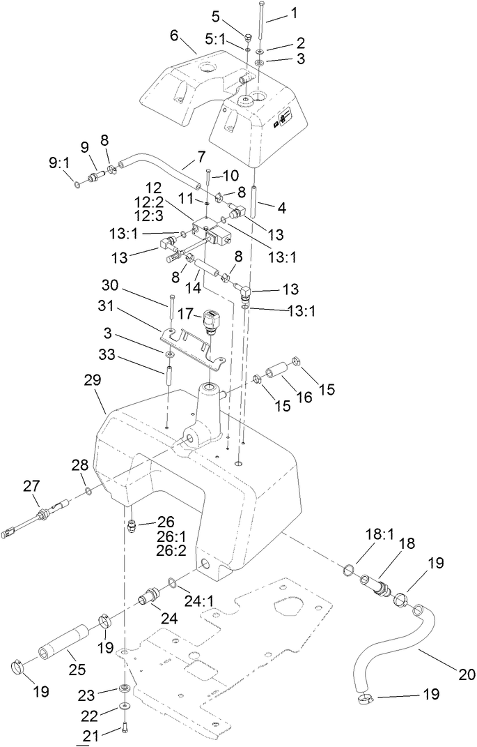 Hydraulic Reservoir and Leak Detector Assembly