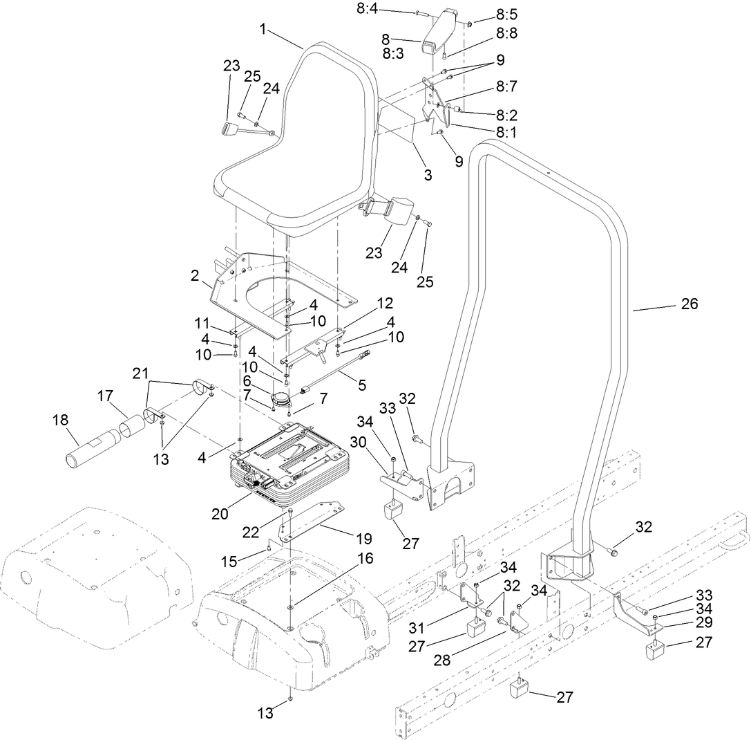 Seat Mount and Roll-Over Protection System Assembly