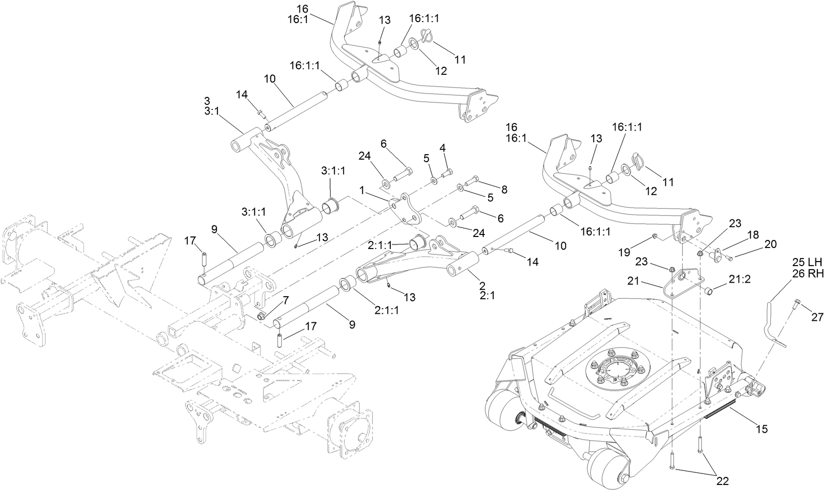 No. 2 and 3 Lift Arm and Deck Assembly