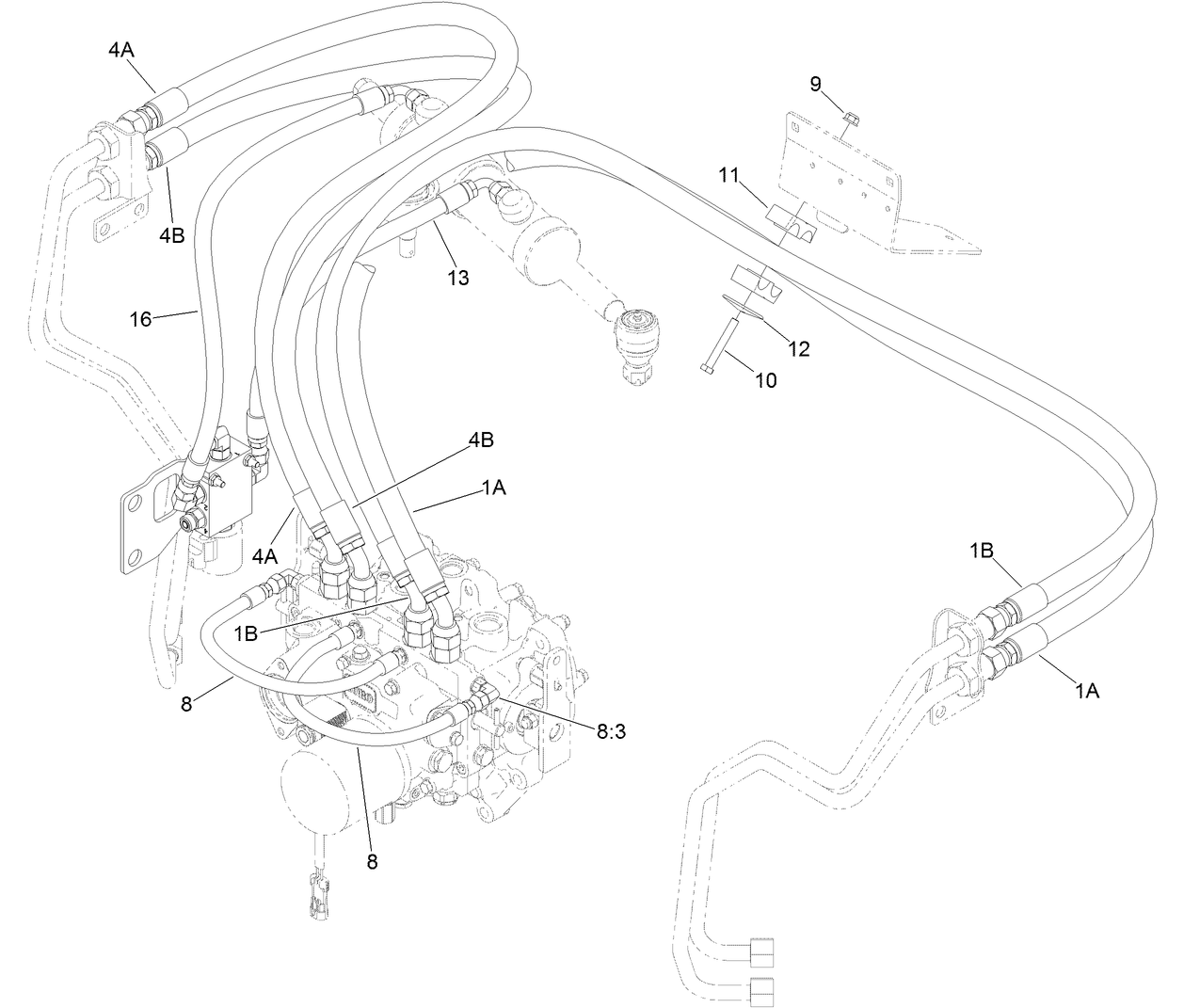 2 Wheel Drive Hydraulic Hose Assembly